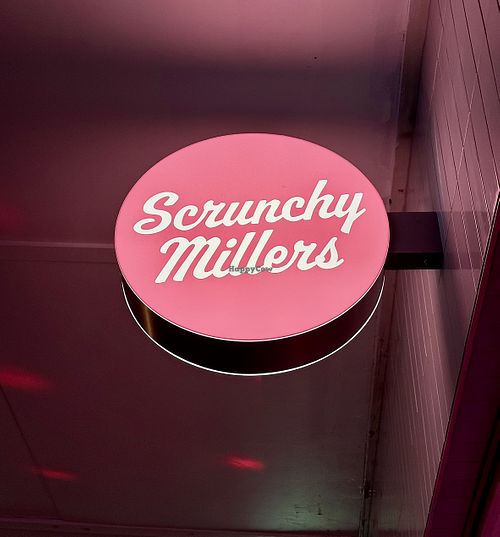 Business sign.  at Scrunchy Millers Real Fruit Ice Cream & Gelato Auckland City in Auckland