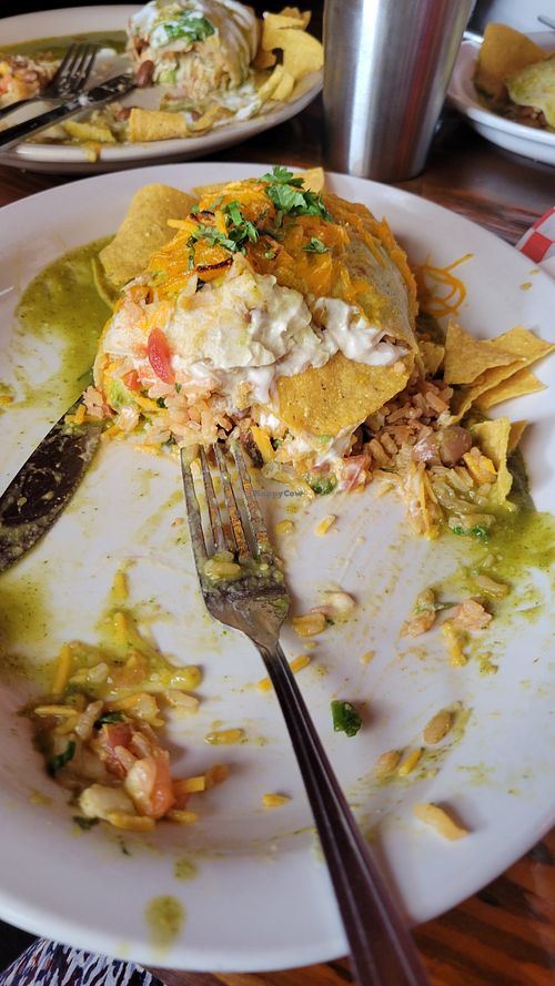 Veggie burrito with Vegan cheese and sour cream! at El Chupacabra - West in Seattle