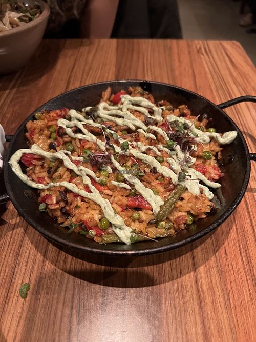 Veggie paella  at Pagu in Cambridge