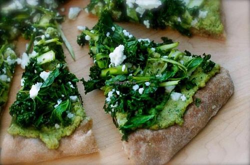 chickpea pesto tofu feta pizza vegan  at GustOrganics in New York City