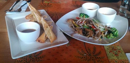 Spring Rolls and Stir-fry Veg at Pad Thai in Santiago