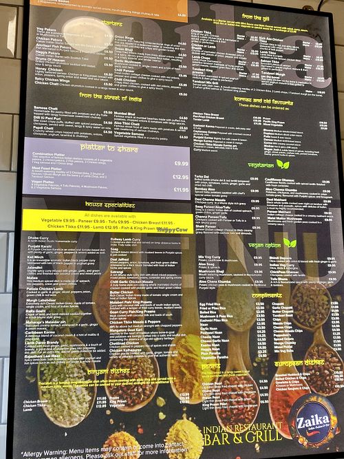 Vegan Main Options   at Zaika Dumbarton in Dumbarton