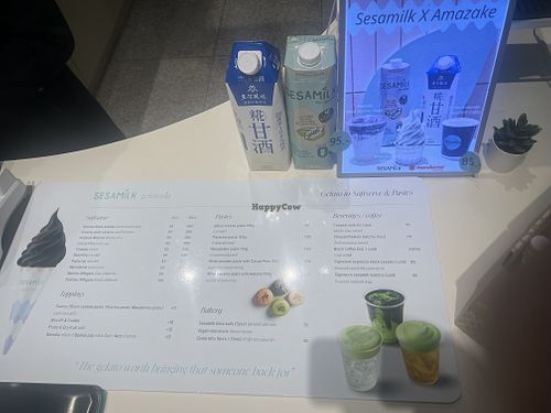 Menu  at Sesamilk Gelateria in Bangkok