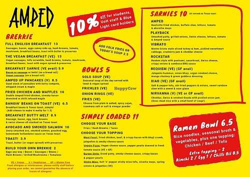Menu. at AMPED Coffee - Huddersfield in Huddersfield