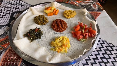 Vegetarian plate at Little Addis Cafe in Gauteng