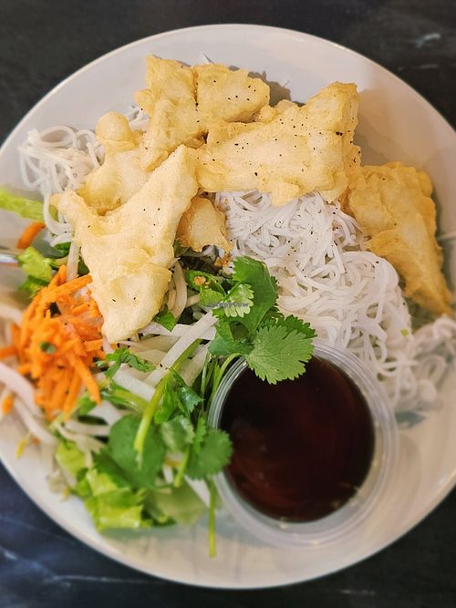 Vermicelli bowl with crispy tofu - ask for the vegan menu at Pho Momma in Sacramento