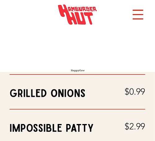 Impossible Patty  at Hamburger Hut in Encinitas