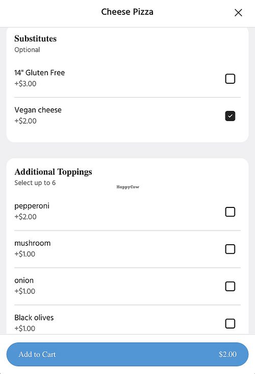 Vegan cheese for pizza  at Johnny Radz in Encinitas