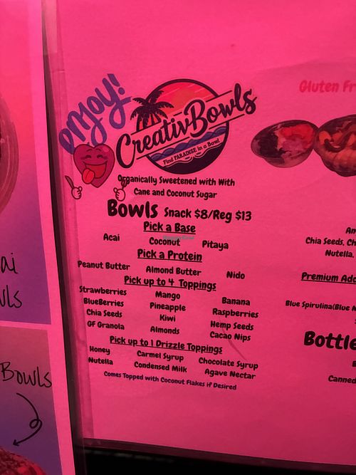 Menu   at CreativBowls in Pensacola