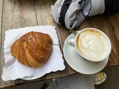 Soy capuccino and vegan croissant  at Caffe Trastevere in Rome