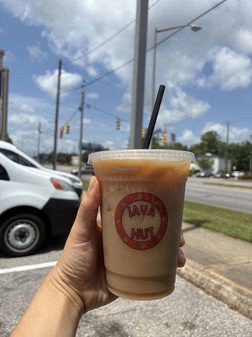Soy milk iced coffeee  at Java Hut  in Mobile