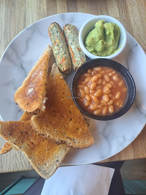 Vegan breakfast at Nelly's Yard in England