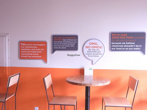 Signs explaining Next Level Burger at Next Level Burger in Bend