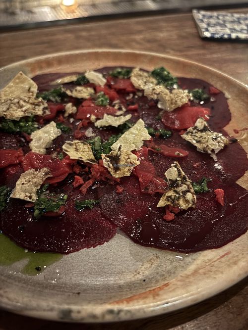 Beet carpaccio   at Lake Inez in Toronto