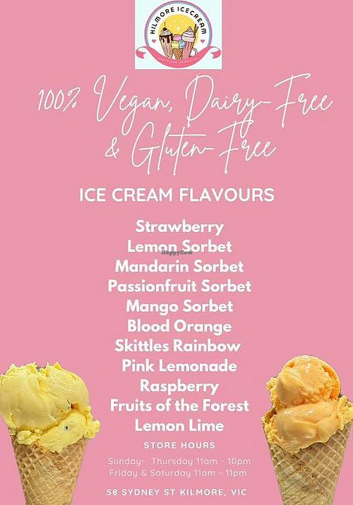 A selection of vegan flavours at Kilmore IceCream in Kilmore