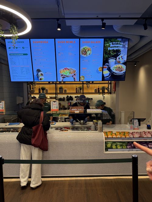 Serving station  at SushiDog Kings Cross in London