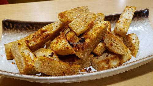 Spicy fried flat bread bites ($9). Delicious, spicy, great texture. at Meet up noodle - 碰个面 in Minneapolis