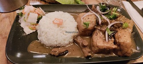 Braised tofu with rice and pickles at The Saigon Kitchen in Bristol