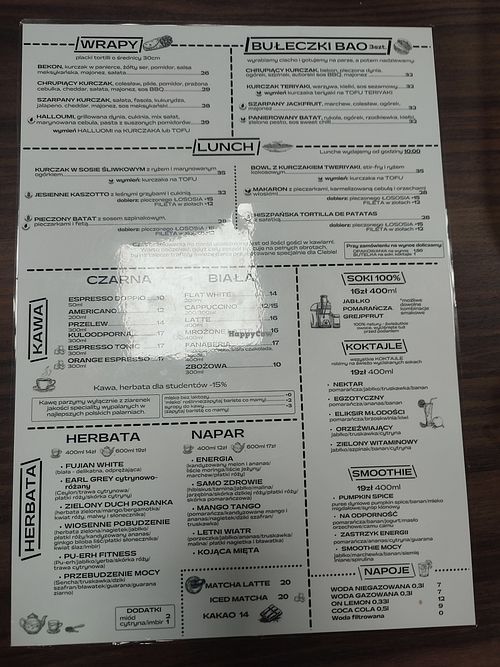 Menu at Fanaberia Gliwice in Województwo śląskie