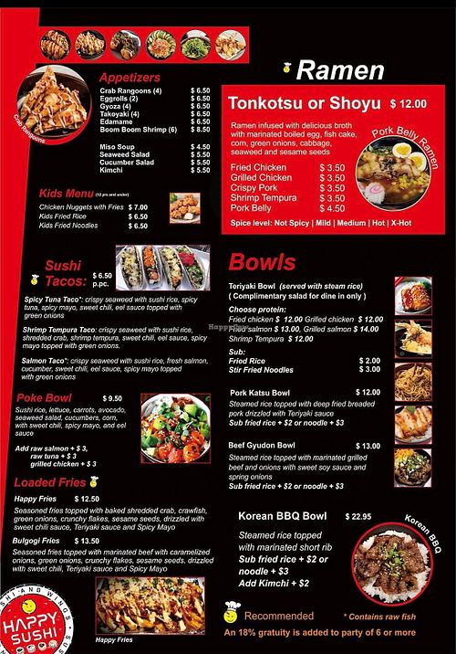 Menu   at Happy Sushi - Yester Oaks in Mobile