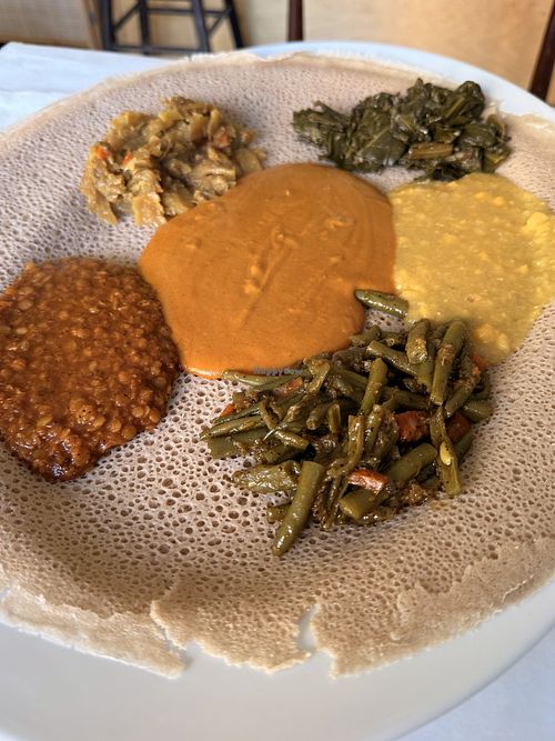 Veggie combo with Shiro Wot  at Addey Ababa in New York