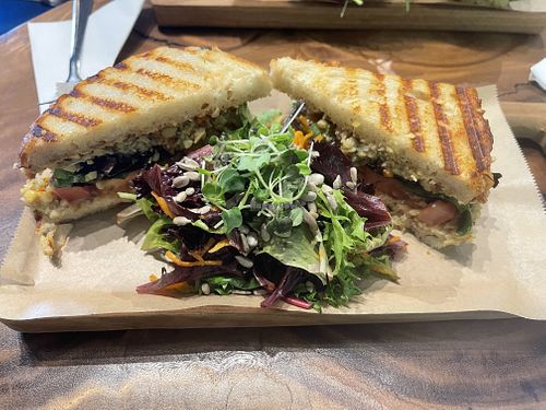 Chickpea Chickun Salad Sandwich  at Emerald Tea House in Jacksonville