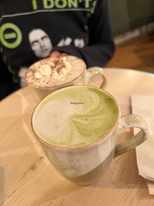 Matcha latte & hot chocolate with soy milkk  at Bröd & Salt  in Stockholms Län