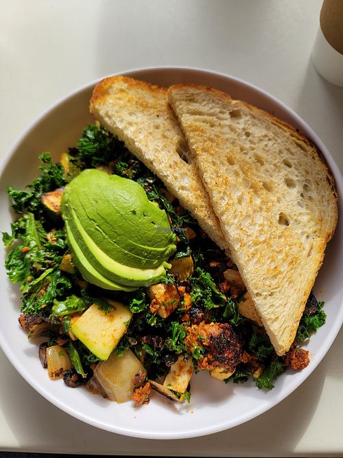 Vegan scramble at Nutmeg Bakery & Cafe in San Diego