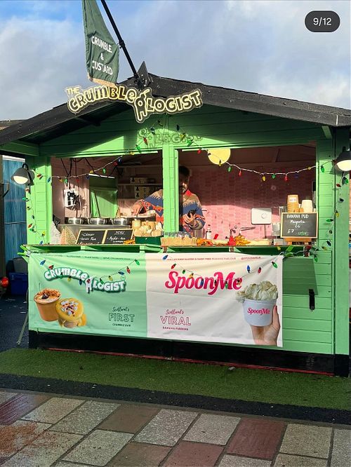 The wee green shed at The Barras Market at The Crumbleologist ltd in Glasgow