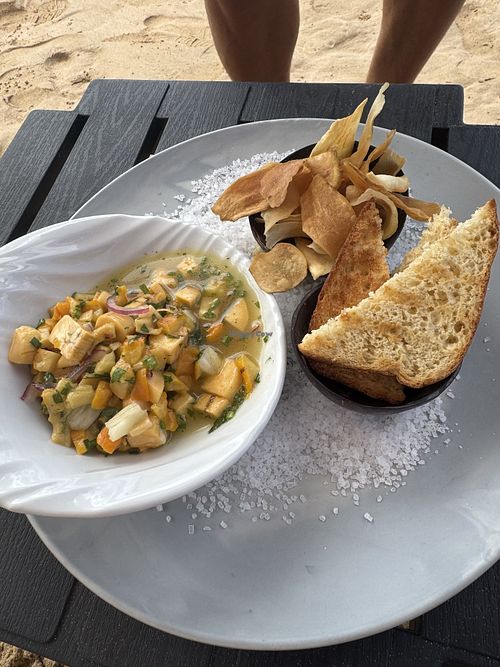 cashew ceviche  at Bar do Meio in Pernambuco