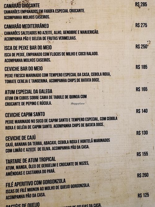 cashew ceviche  at Bar do Meio in Pernambuco