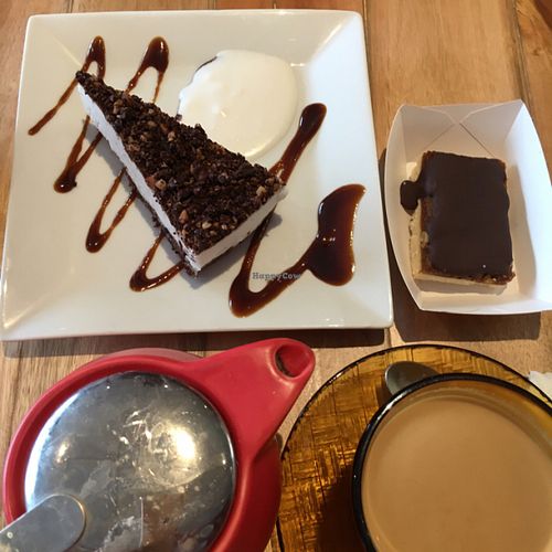 Ore-oh cake, Snickers bar and chai latte. at Soul Kitchen Bakery in Buderim