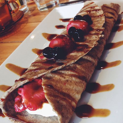 Raw banana breakfast pancake.  at Soul Kitchen Bakery in Buderim