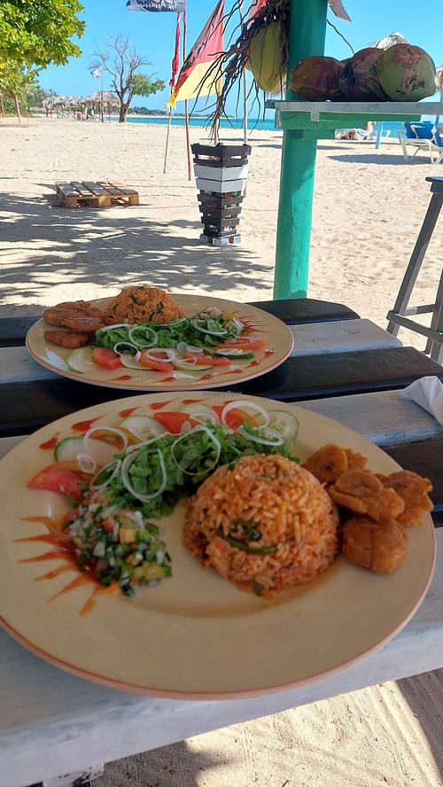 Fried Bananas with Rice and veggies at Marlin Snack Bar5 in Sancti Spiritus