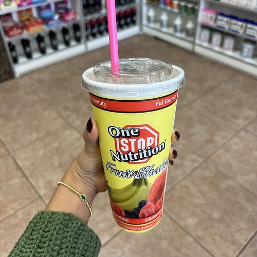 vegan smoothie with banana, oat milk, vegan vanilla protein powder, and oreos!  at One Stop Nutrition in Glendale