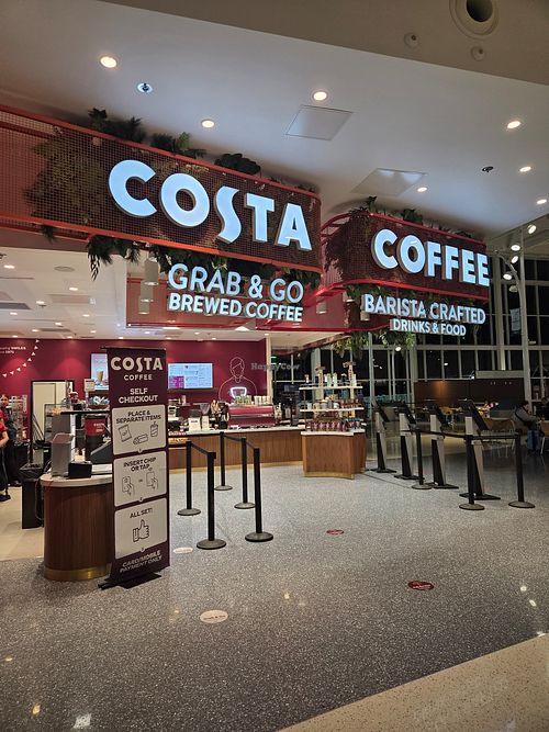 Front of the coffee shop at Costa Coffee - SEA in Washington