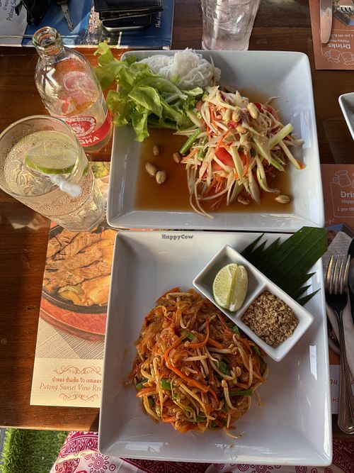 Papaya salad and Pad Thai  at Patong Sunset View Restaurant in Chang Wat Phuket