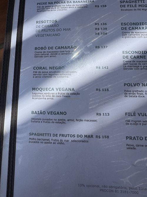 menu  at Restaurante do Museu in Pernambuco
