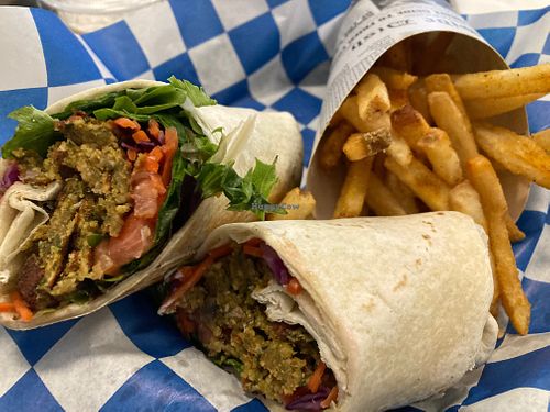 Felafel wrap with French fries  at The Jolly Scholar in Cleveland