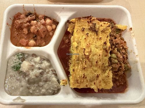 Rustic Lentil Shepperd's Pie (right), Iranian Lentil & Potato Stew (lower left), Creamy Chickpea Stroganoff (upper left)  at Revive Cafe - Wyndham St in Auckland