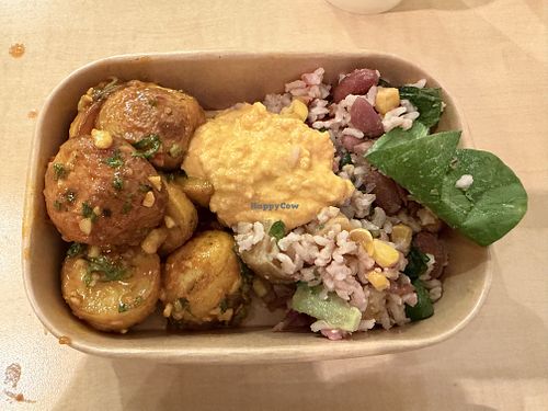 From the salad section, potatoes, salad and hummus.  at Revive Cafe - Wyndham St in Auckland