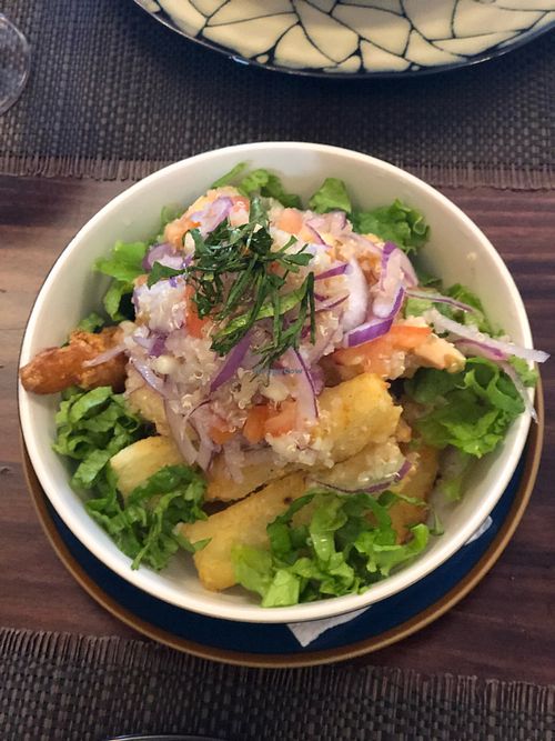 Fried yuccas at Chifa La Familia Feliz in La Fortuna