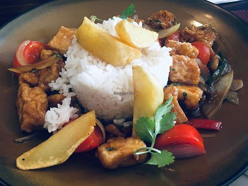 Tofu saltado at Chifa La Familia Feliz in La Fortuna