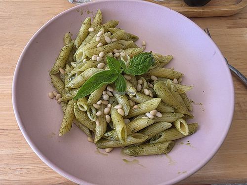 Vegan pasta pesto at Taoni in Surat Thani