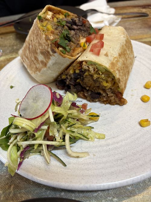Amazing tofu burrito with vegan cheese!  at Village Cantina Werribee in Werribee