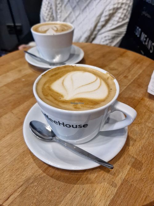 Oat latte at The Coffee Shop in England