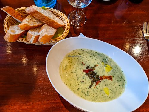 Vegan Garlic Cream Soup at Strandgut at Strandgut in Bad Schandau