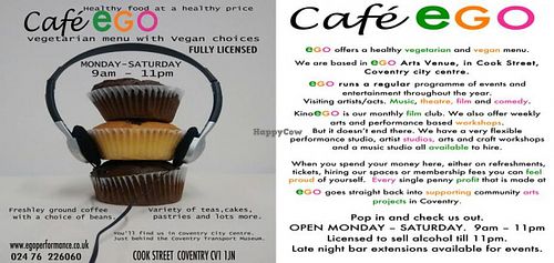 Cafe poster at Cafe EGO in Coventry