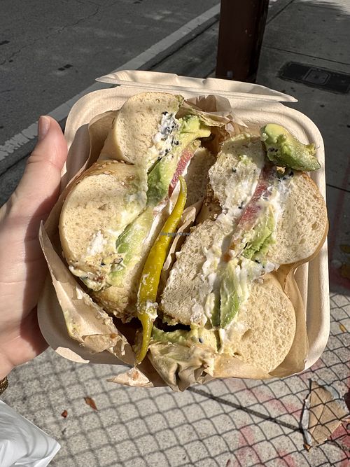 Avocado bagel(comes with dairy free cc)  at Sable in Miami