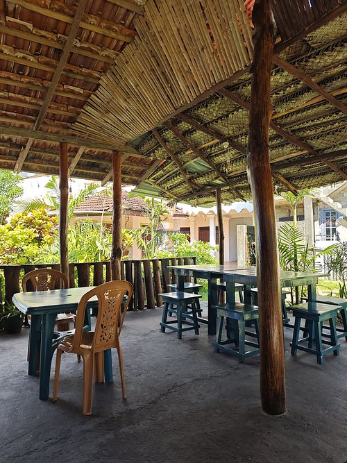 Outdoor seating area at Chill Moon in Midigama